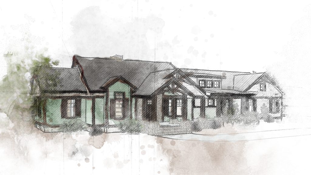 Watercolor rendering of a luxury home showcasing modern residential architecture.